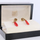 GUMP'S Coral Earrings. 14k Carved Coral Dangle Natural Coral. Chinese SHOU Coral Earrings. Vintage Gump's jewelry