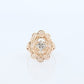 10k Filigree diamond ornate shield ring. 10k Art Deco diamond ring. sz5.75 st(86/25)