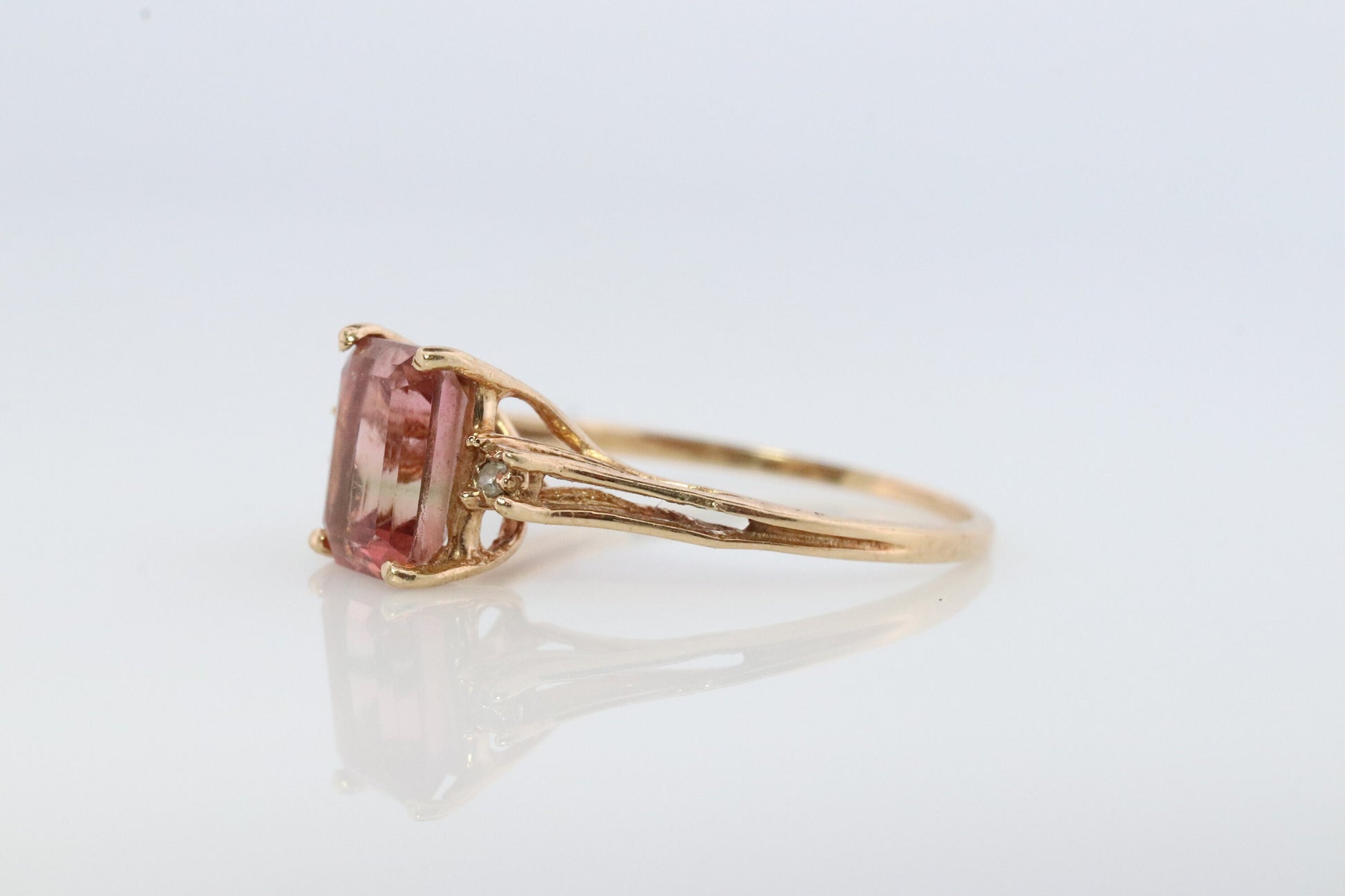 Ametrine 10k Gold ring. Vintage Estate Ring. Prong set Ametrine solitaire ring.