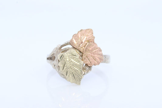 Black Hills Gold ring. 925 Sterling Silver and 12k Black Hills Gold inlay band. Dainty ring.