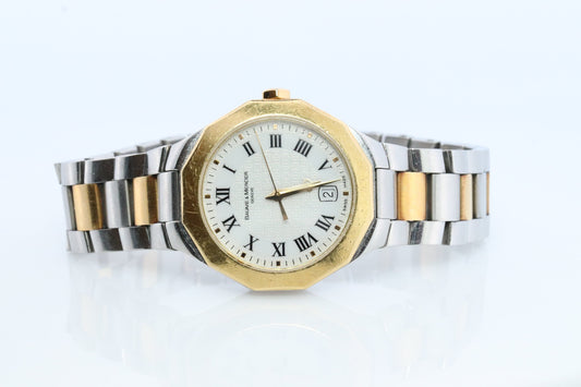 Vintage Baume and Mercier watch. Baume Mercier 65473 Riviera 18k Yellow Gold Stainless Steel. Two Tone Color Date watch