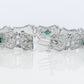 10k Art Deco Filigree Bracelet. Open Scroll link Princess Emerald bracelet. Art Deco Intricate Delicate Shield Bracelet.