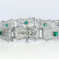 10k Art Deco Filigree Bracelet. Open Scroll link Princess Emerald bracelet. Art Deco Intricate Delicate Shield Bracelet.