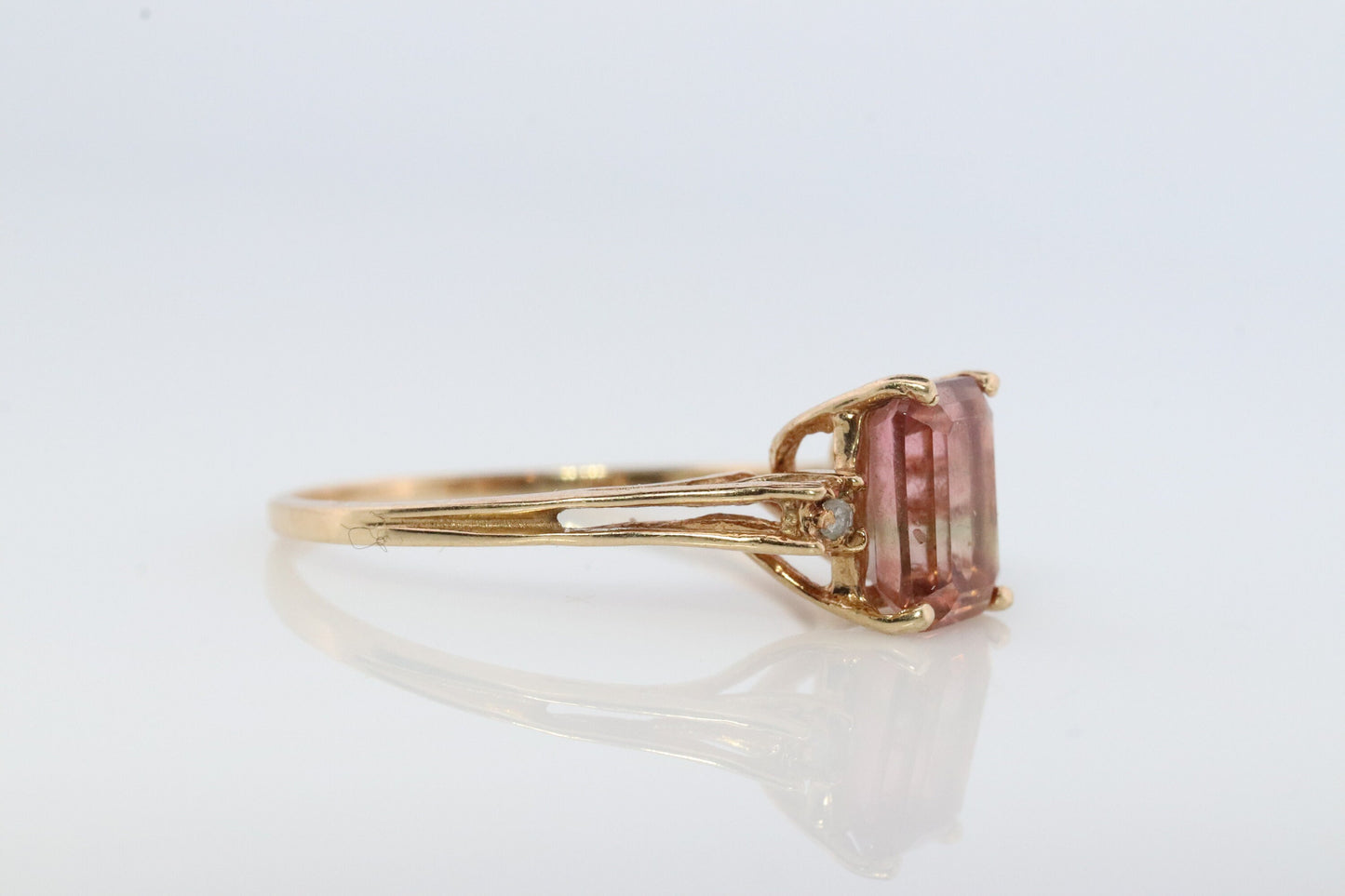 Ametrine 10k Gold ring. Vintage Estate Ring. Prong set Ametrine solitaire ring.