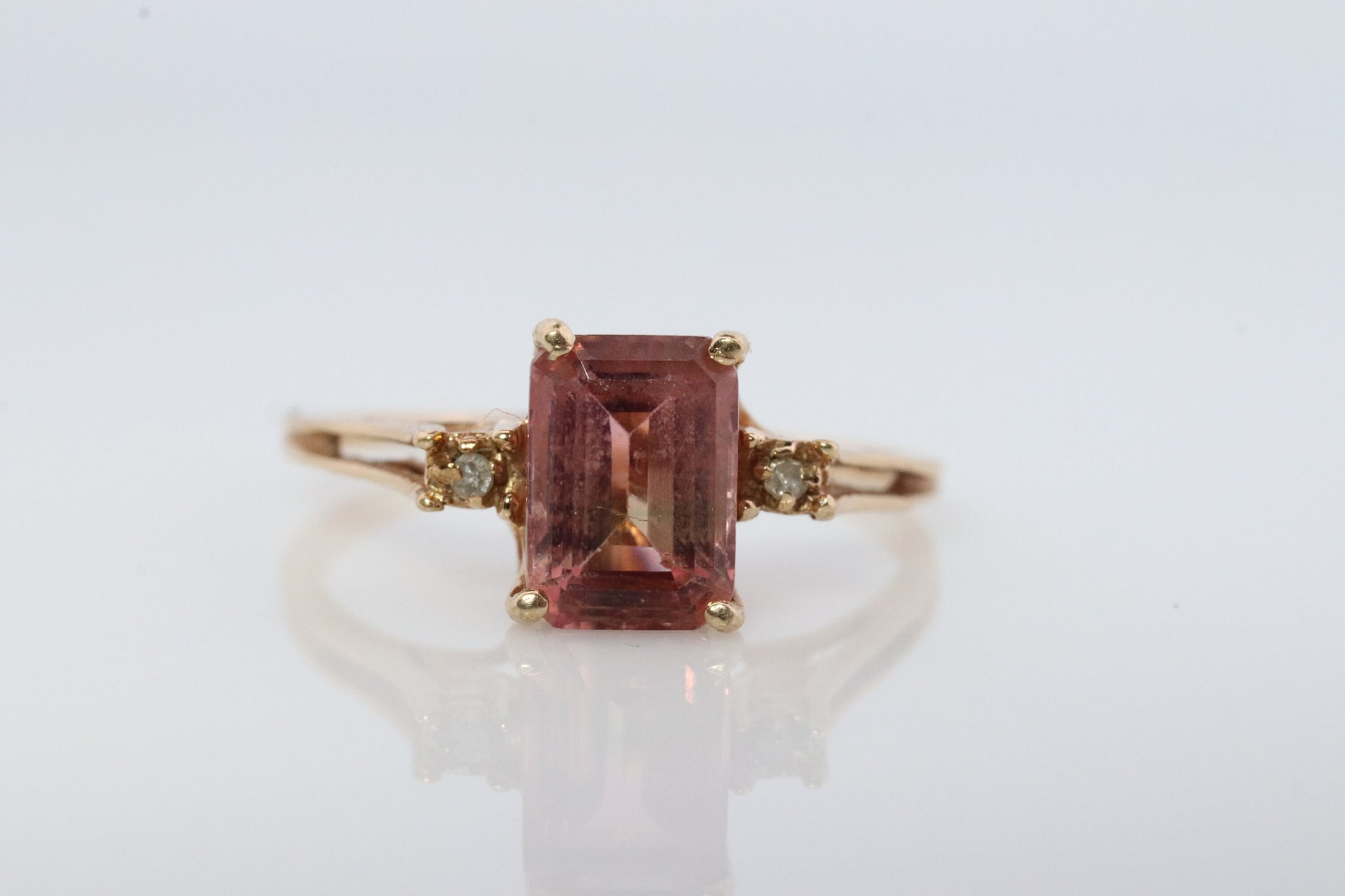 Ametrine 10k Gold ring. Vintage Estate Ring. Prong set Ametrine solitaire ring.