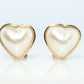 14k Large MABE Pearl Earrings Diamond Omega earrings. Omega Back Heart Round Mabe Pearl Earrings