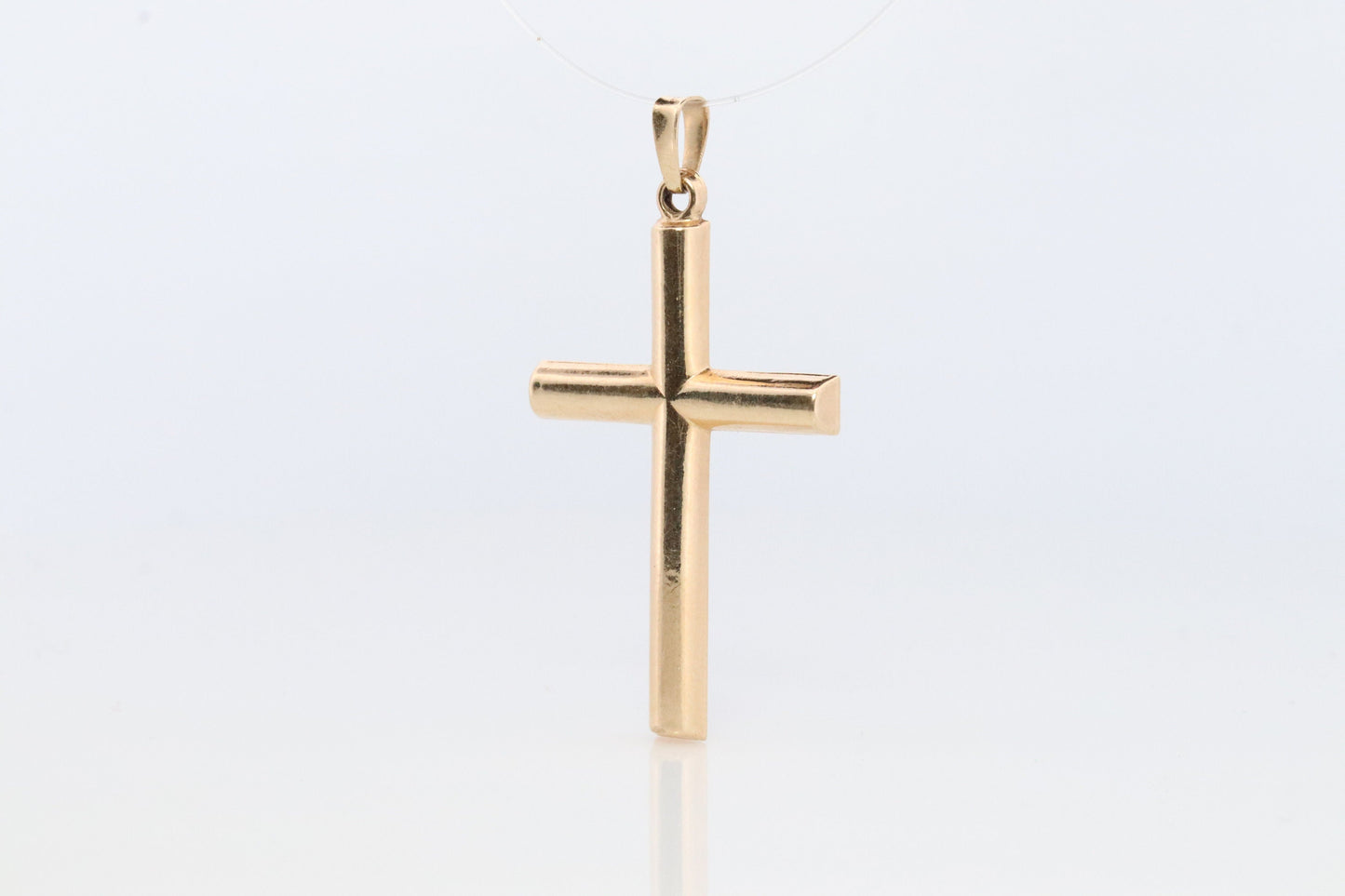 14k Cross. Simple Bar Crucifix 14k Gold Pendant. Yellow Gold Bar Cross.