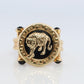 14k Panther Leopard Jaguar Cheetah Onyx ring. Etruscan Revival Onyx Adjustable Ring.