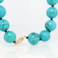 14k Genuine Turquoise Bead Necklace. Round Turquoise Knotted Beads Necklace. 18in