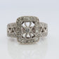 14k Filigree diamond shield ring. 14k Vintage diamond ring. Open Work Diamond ring.