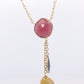 Sliced Sapphire Lariat Necklace. 14k Yellow Gold Multi-Color Sapphire Dangle Pendant Necklace. Made by Midas
