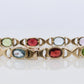 14k Multi-Color Gem XOXO Chain Bracelet. 14k Chain Bezel Bracelet. Citrine Amethyst Garnet Peridot