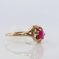 RED PINK STAR Ruby Solitaire ring. 10k Yellow gold. Star Sapphire with diamond accents.