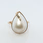 14k Large Mabe and Diamond Ring. Pear Mabe Pearl Solitaire ring with Diamond accents. IWI Imperial World Inc.