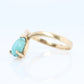14k Drop Turquoise Cabochon stone Ring. 14k Aquamarine Turquoise Stacking Ring