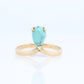 14k Drop Turquoise Cabochon stone Ring. 14k Aquamarine Turquoise Stacking Ring
