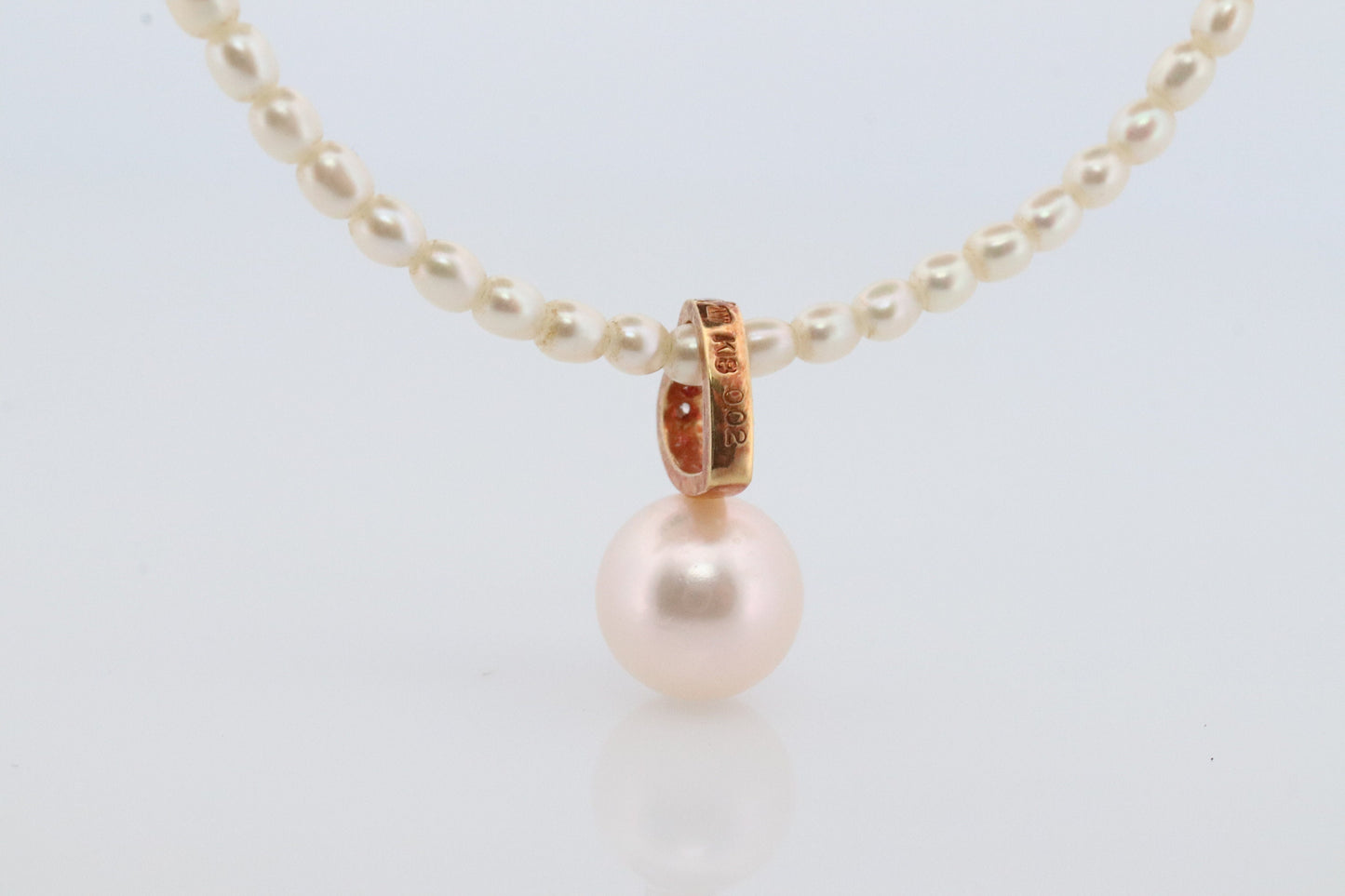 Mikimoto Necklace. Vintage 18k Gold Mikimoto Perlita Pearls with Heart Pendant. Mikimoto Diamond Open heart pendant.