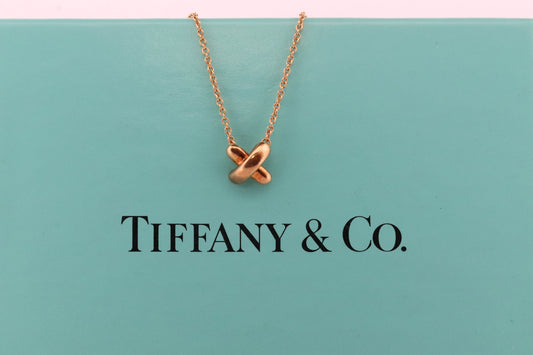 Vintage Tiffany and Co. Necklace. 18k Gold T&Co X Crossover Pendant and Necklace. Paloma Picasso