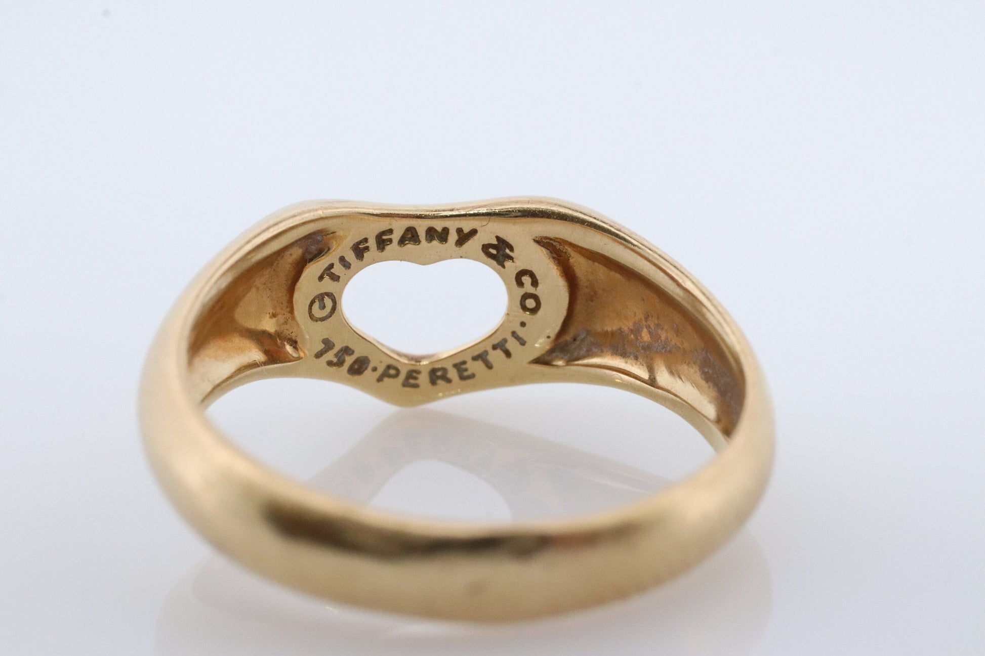 Vintage Tiffany and Co. Ring. Authentic Tiffany 18k Heart Band. Open Heart Elsa Peretti Ring.