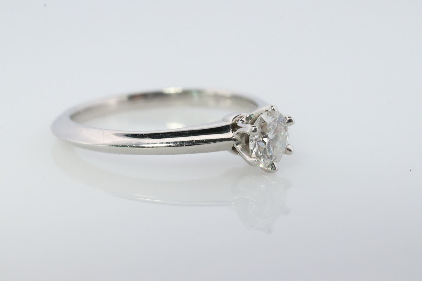 Vintage Tiffany and Co. Diamond Ring. Authentic Tiffany Platinum Diamond Solitaire Ring. T&CO Engagement ring