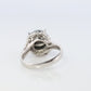 Vintage Tahitian Pearl and Diamond Solitaire ring. Platinum PT900 Large BLACK Tahitian Pearl Halo Ring.