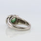 Watermelon Tourmaline ring. Platinum 900 Cat's Eye Tourmaline Cabochon with Diamond Halo ring.