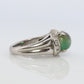 Watermelon Tourmaline ring. Platinum 900 Cat's Eye Tourmaline Cabochon with Diamond Halo ring.