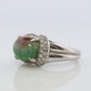 Watermelon Tourmaline ring. Platinum 900 Cat's Eye Tourmaline Cabochon with Diamond Halo ring.