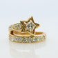 Diamond Star Ring. 18k Yellow Gold Diamond Ring. Shooting Star Wrap around Ring.