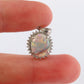 Opal Diamond Pendant. PT900 Platinum Opal Diamond Halo Pendant Necklace. Genuine Australian Opal Cabochon.