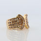 Diamond Ring. 18k Yellow Gold 1CTW Diamond Ring. Double C X Crossover Channel set diamonds wide band.
