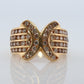 Diamond Ring. 18k Yellow Gold 1CTW Diamond Ring. Double C X Crossover Channel set diamonds wide band.
