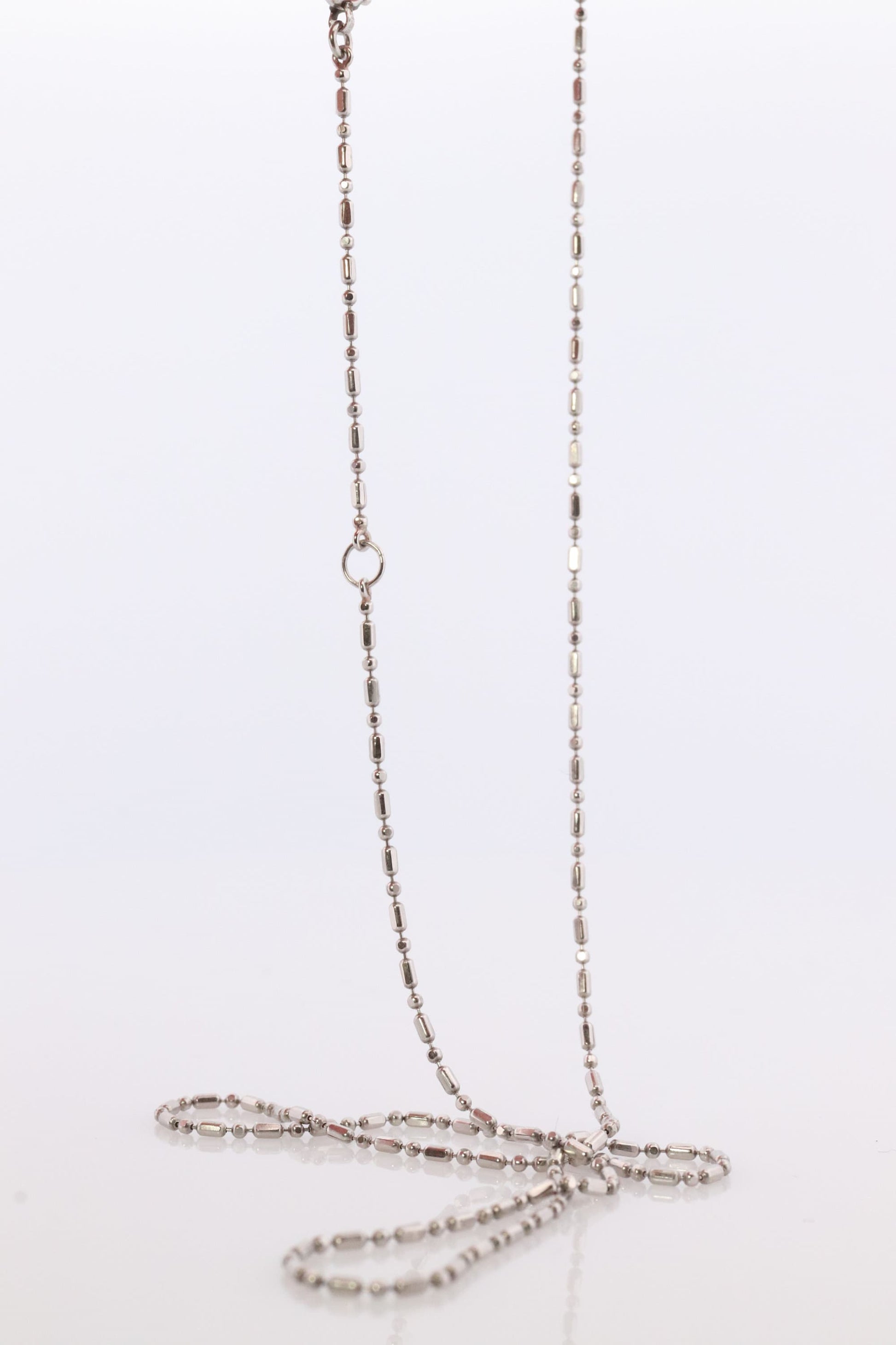 Platinum Chain Necklace. PT850 Plat Bead Bar Chain Necklace. 1mm 15.5in