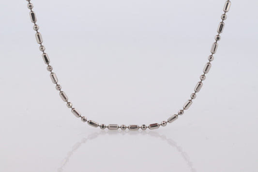 Platinum Chain Necklace. PT850 Plat Bead Bar Chain Necklace. 1mm 15.5in