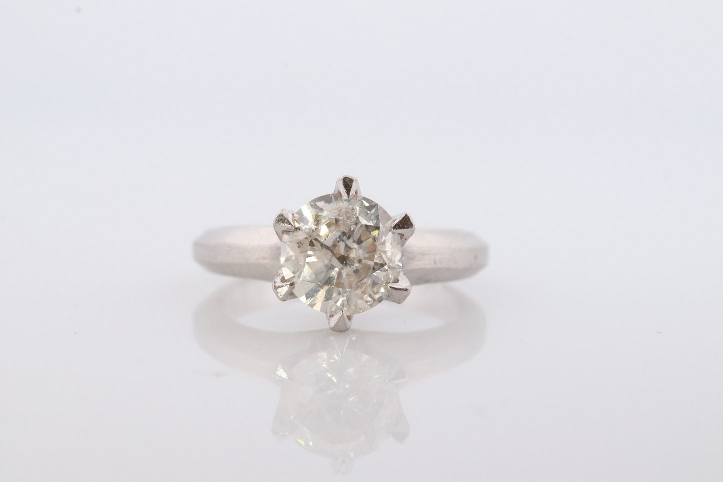 Diamond Ring. 1ct Diamond Solitaire Platinum Ring. PT850 Plat Large Diamond Solitaire Engagement Ring.