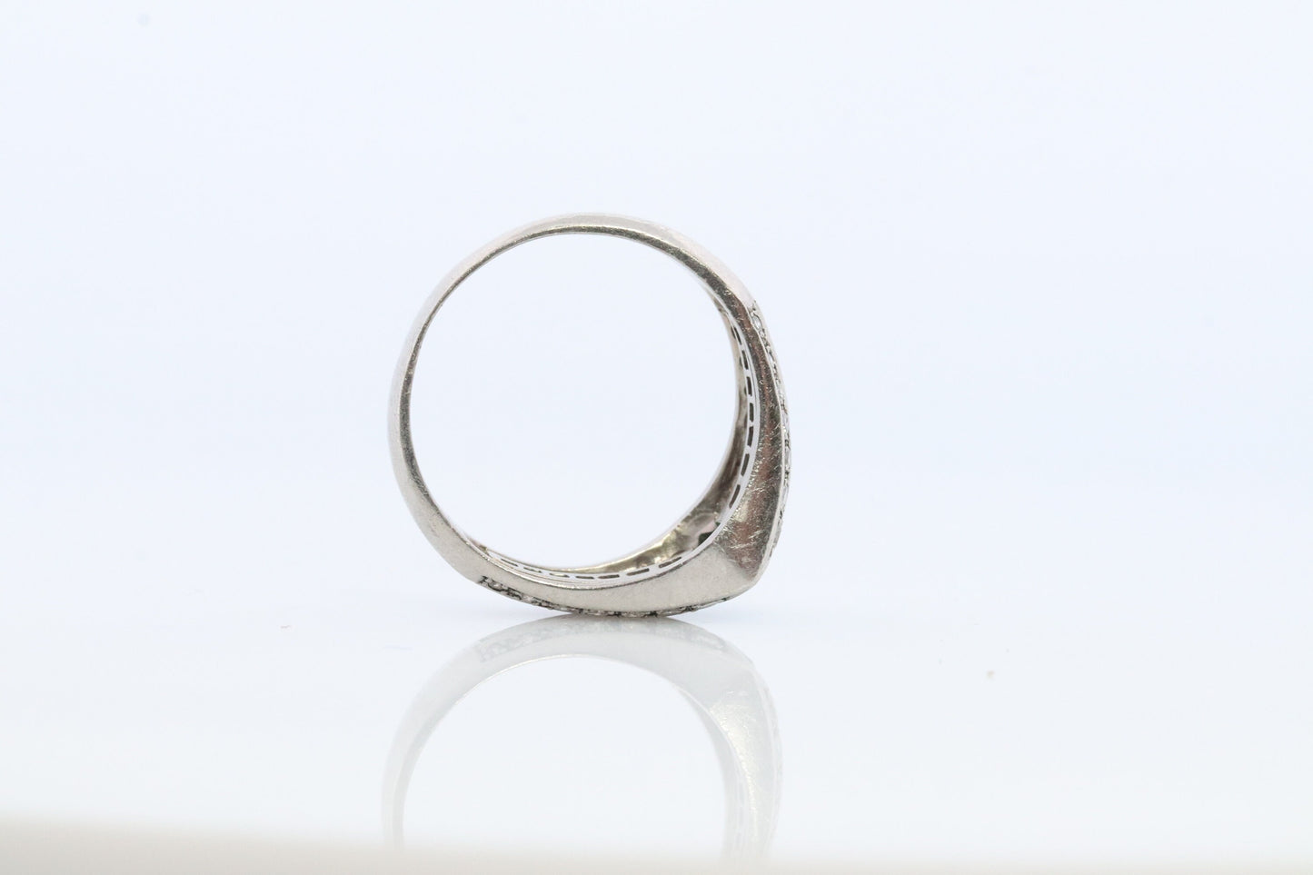 Emerald Ring. Genuine Emerald and Diamond Platinum Ring. PT900 Plat Marquise Emerald Diamond Solitaire Band.
