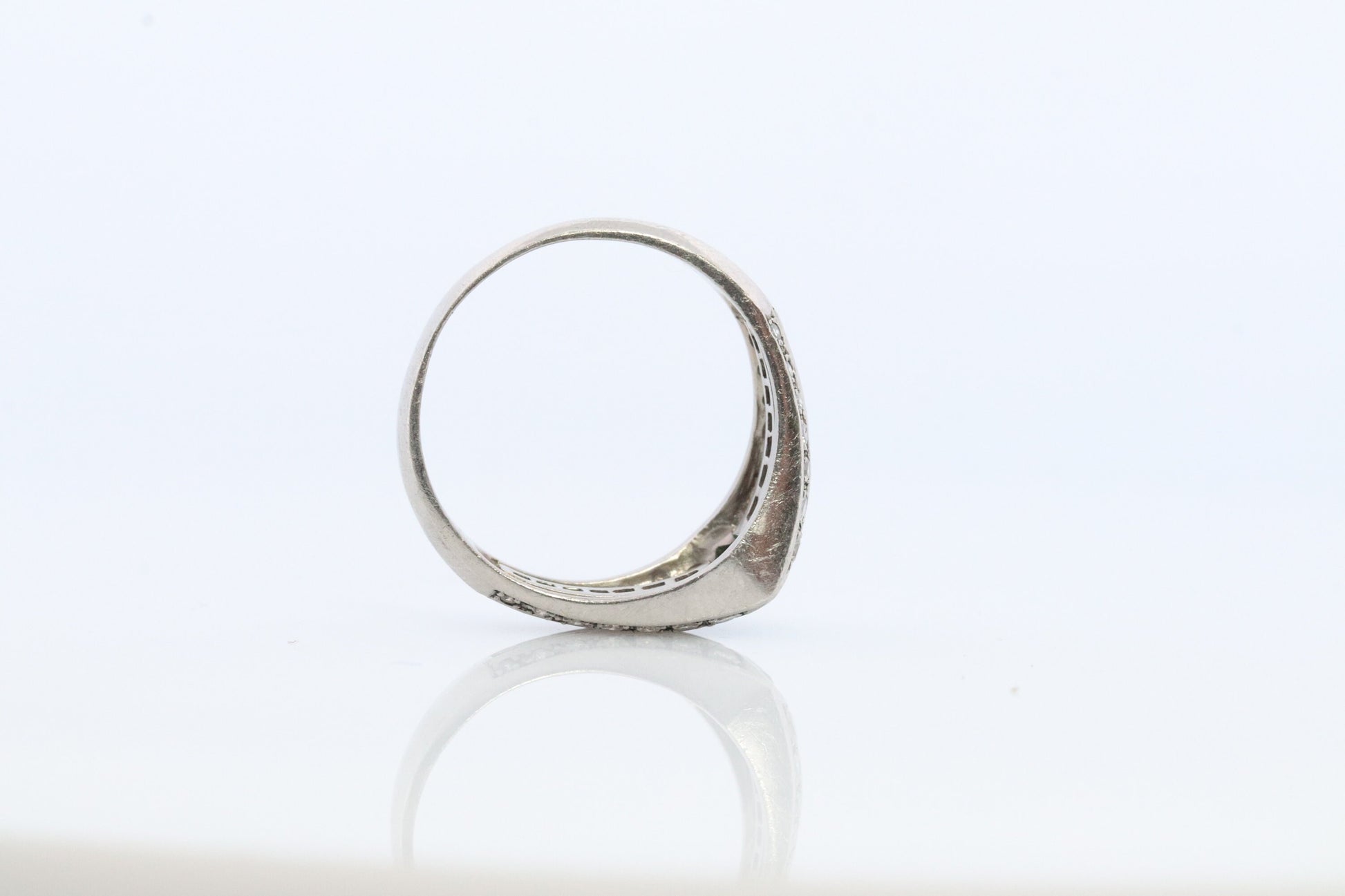 Emerald Ring. Genuine Emerald and Diamond Platinum Ring. PT900 Plat Marquise Emerald Diamond Solitaire Band.