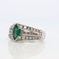Emerald Ring. Genuine Emerald and Diamond Platinum Ring. PT900 Plat Marquise Emerald Diamond Solitaire Band.