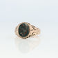 10k Bloodstone ring. Black and Red Blood stone yellow gold signet ring. Warrior Intaglio Carved ring.