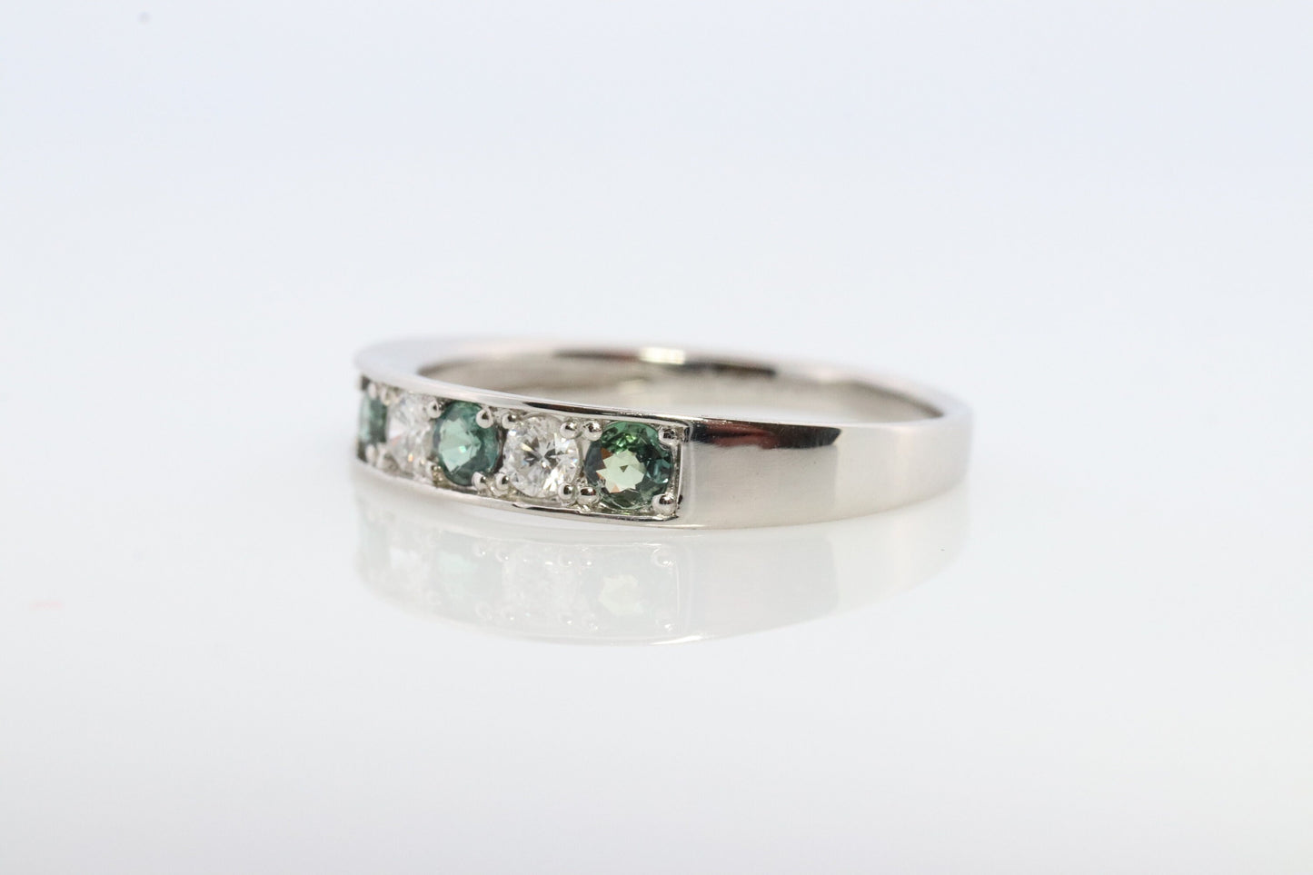 Genuine Alexandrite Ring. Diamond Alexandrite Eternity band 900 Platinum setting round Natural ALEXANDRITE ring with diamond accents.