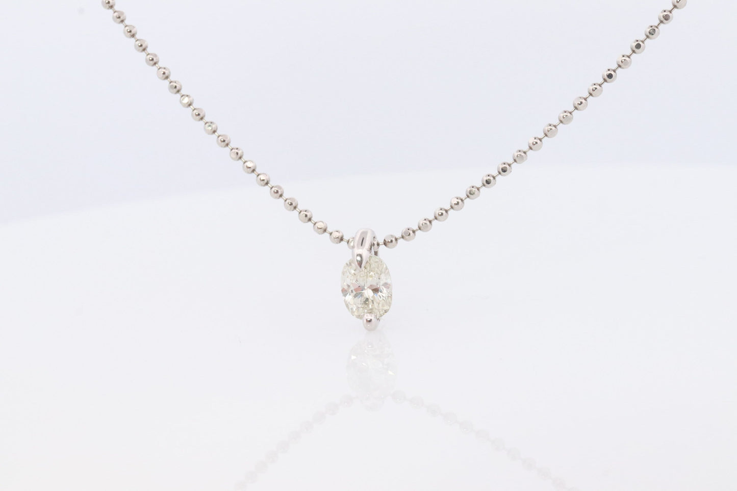 Large Diamond solitaire pendant. Platinum 850/900 Oval diamond 1CT Solitaire Pendant and Necklace. Tension set diamond