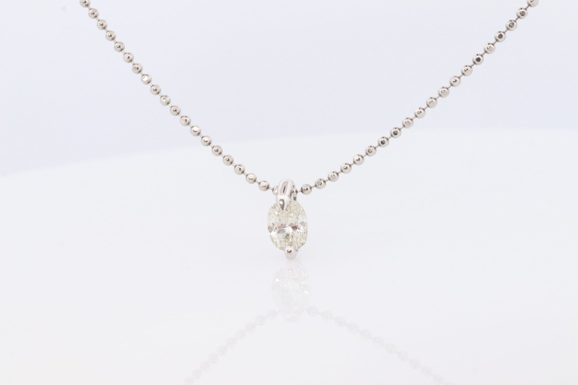 Large Diamond solitaire pendant. Platinum 850/900 Oval diamond 1CT Solitaire Pendant and Necklace. Tension set diamond