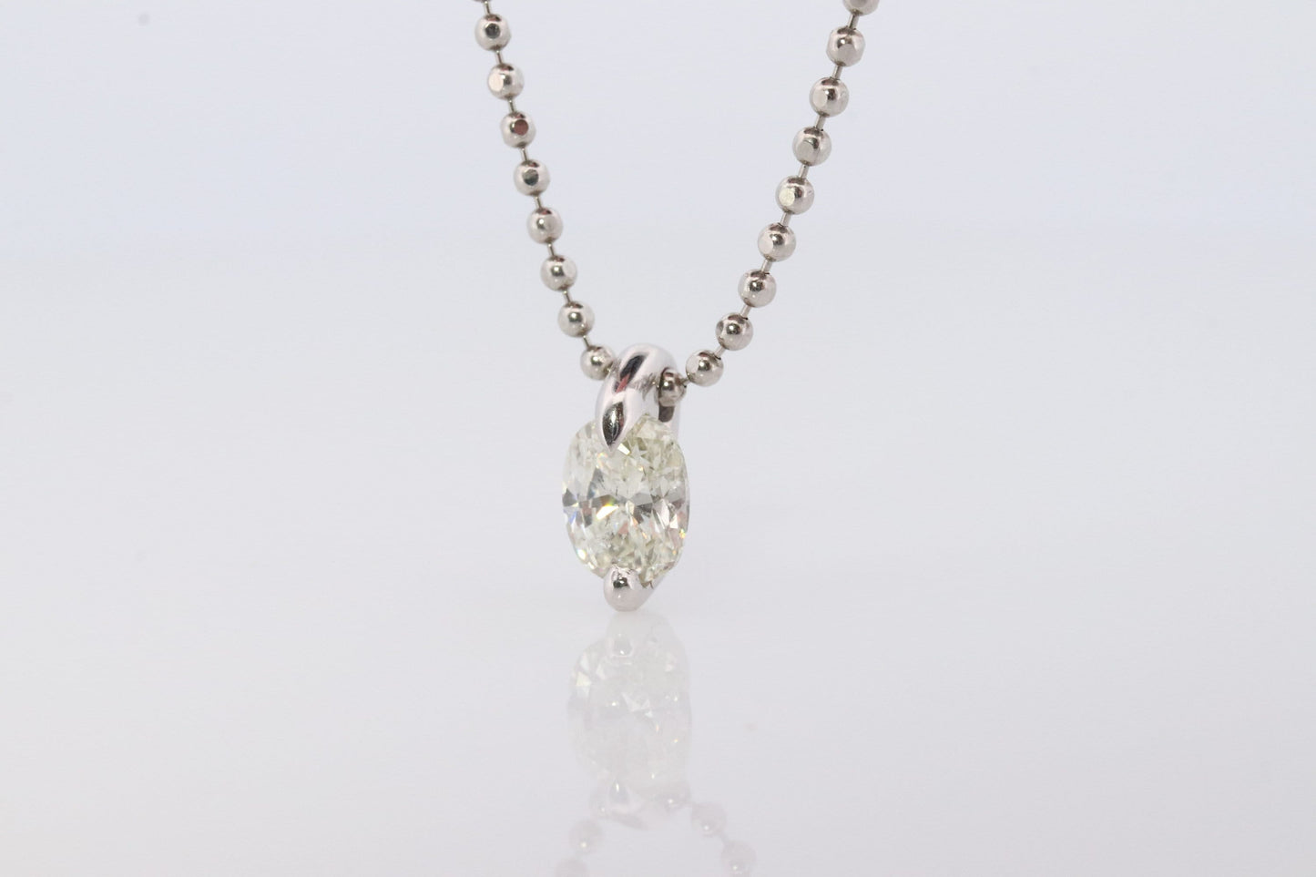 Large Diamond solitaire pendant. Platinum 850/900 Oval diamond 1CT Solitaire Pendant and Necklace. Tension set diamond