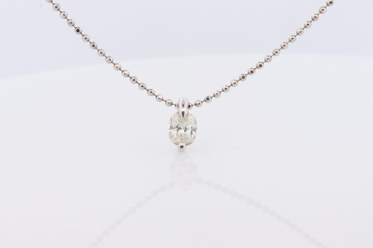 Large Diamond solitaire pendant. Platinum 850/900 Oval diamond 1CT Solitaire Pendant and Necklace. Tension set diamond