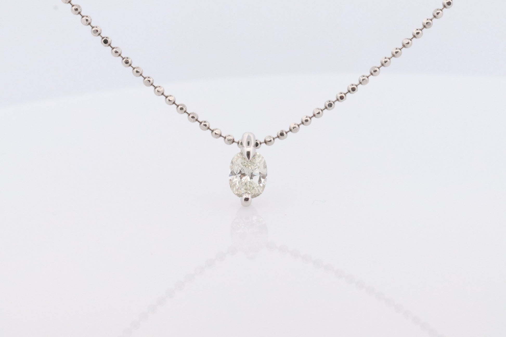 Large Diamond solitaire pendant. Platinum 850/900 Oval diamond 1CT Solitaire Pendant and Necklace. Tension set diamond