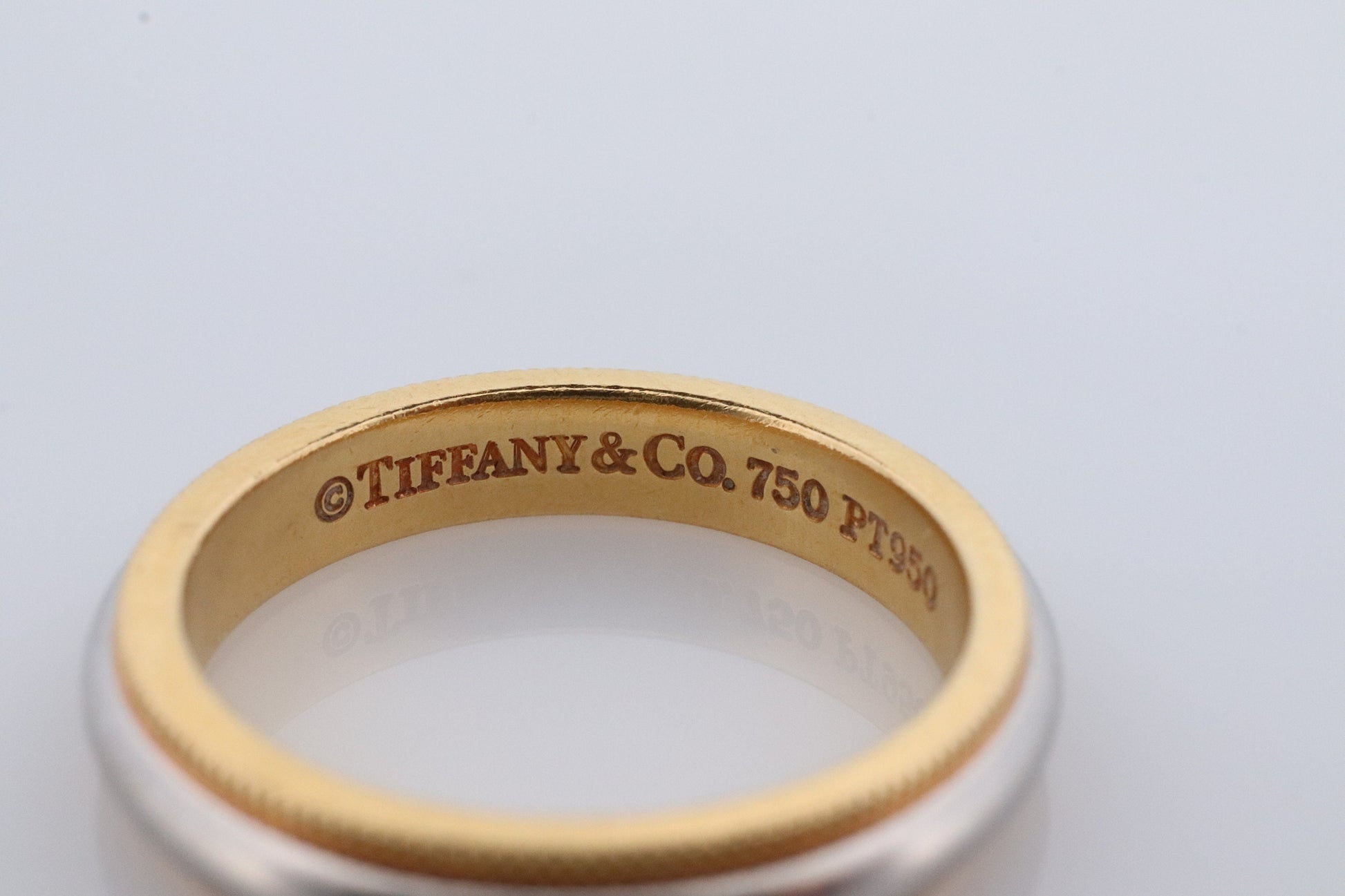 Vintage Tiffany and Co. Ring. Authentic Tiffany 18k and Platinum Band. T&CO Milgrain Wedding Band