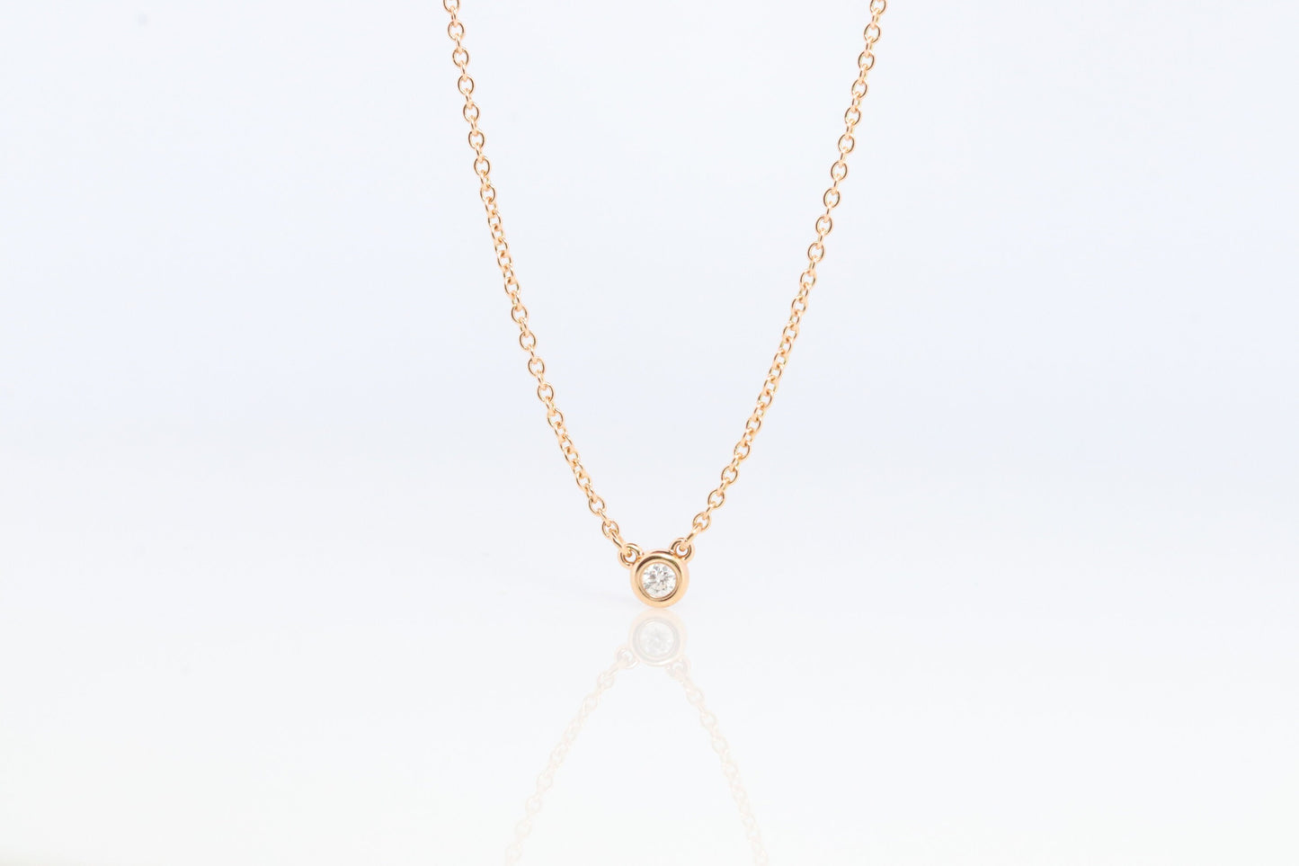 Vintage Tiffany and Co. Necklace. Elsa Peretti Diamond by the Yard Solitaire Necklace. 18k Yellow Gold