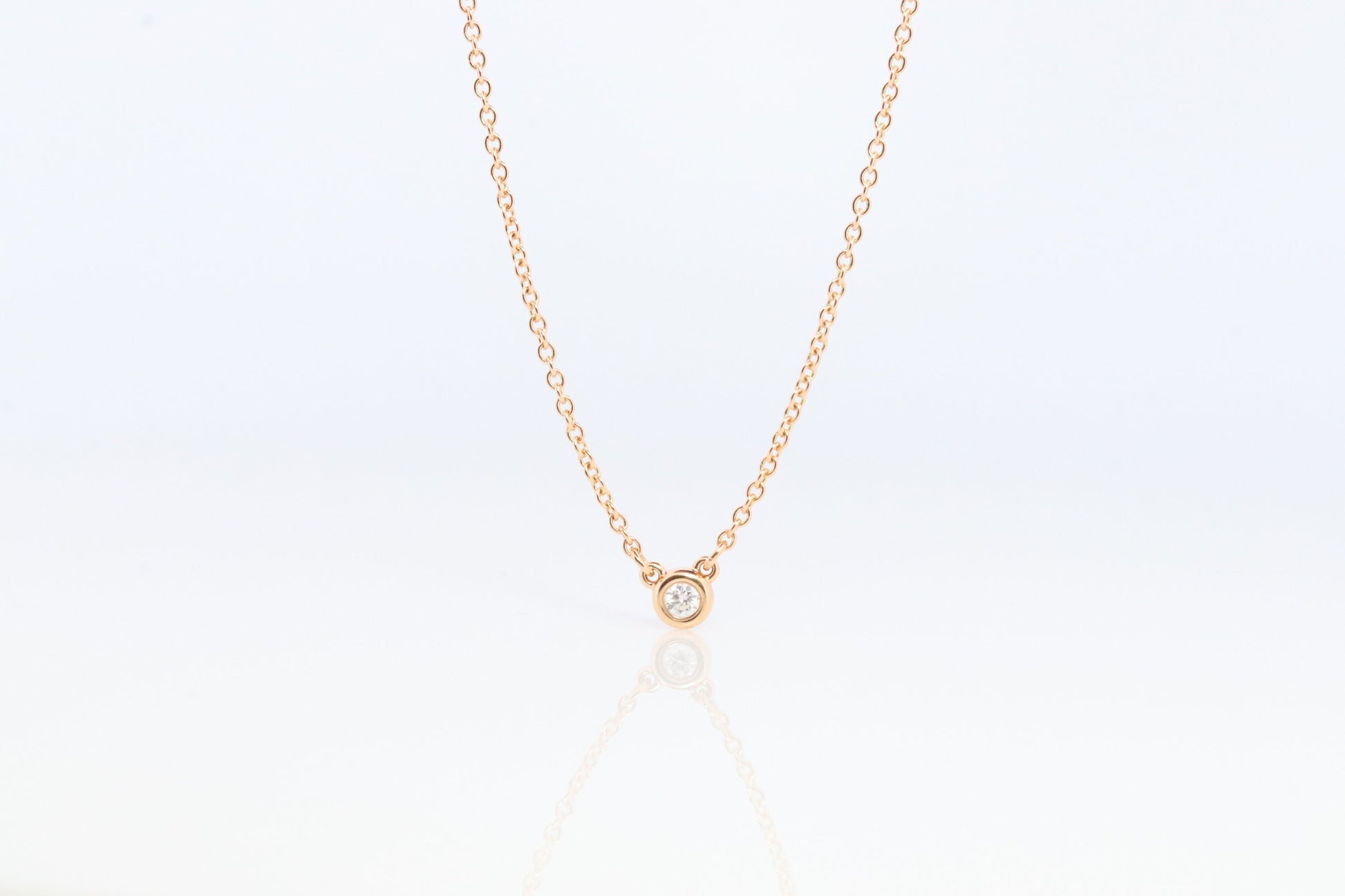 Vintage Tiffany and Co. Necklace. Elsa Peretti Diamond by the Yard Solitaire Necklace. 18k Yellow Gold