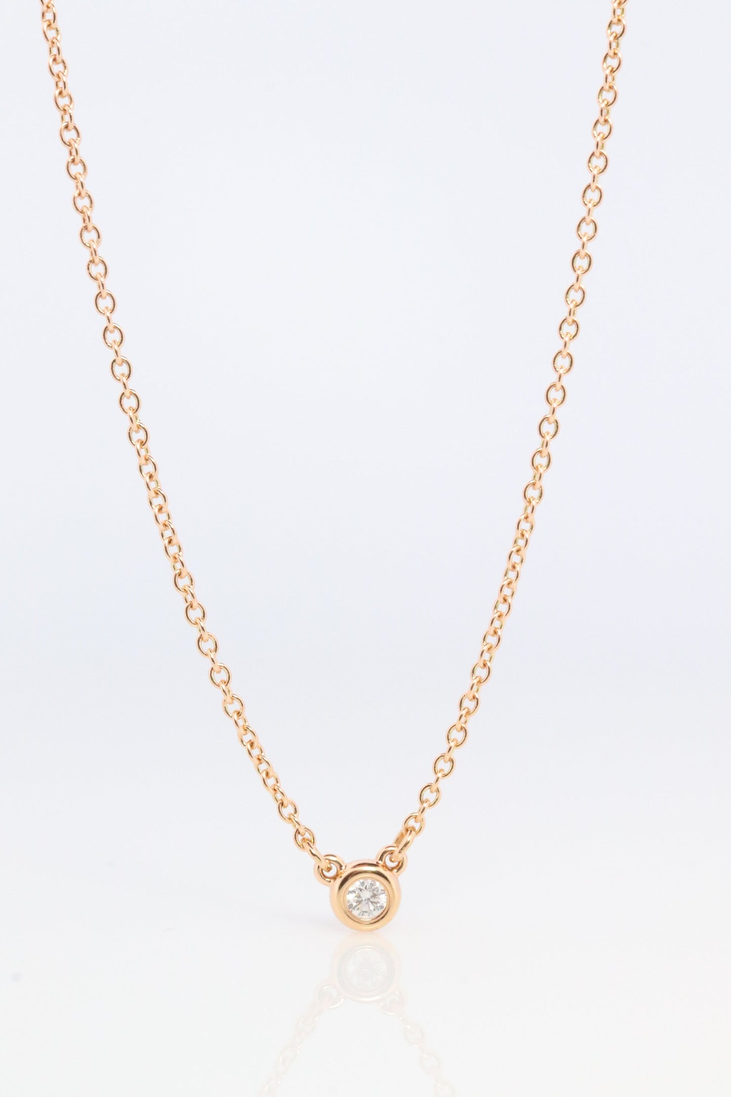 Vintage Tiffany and Co. Necklace. Elsa Peretti Diamond by the Yard Solitaire Necklace. 18k Yellow Gold