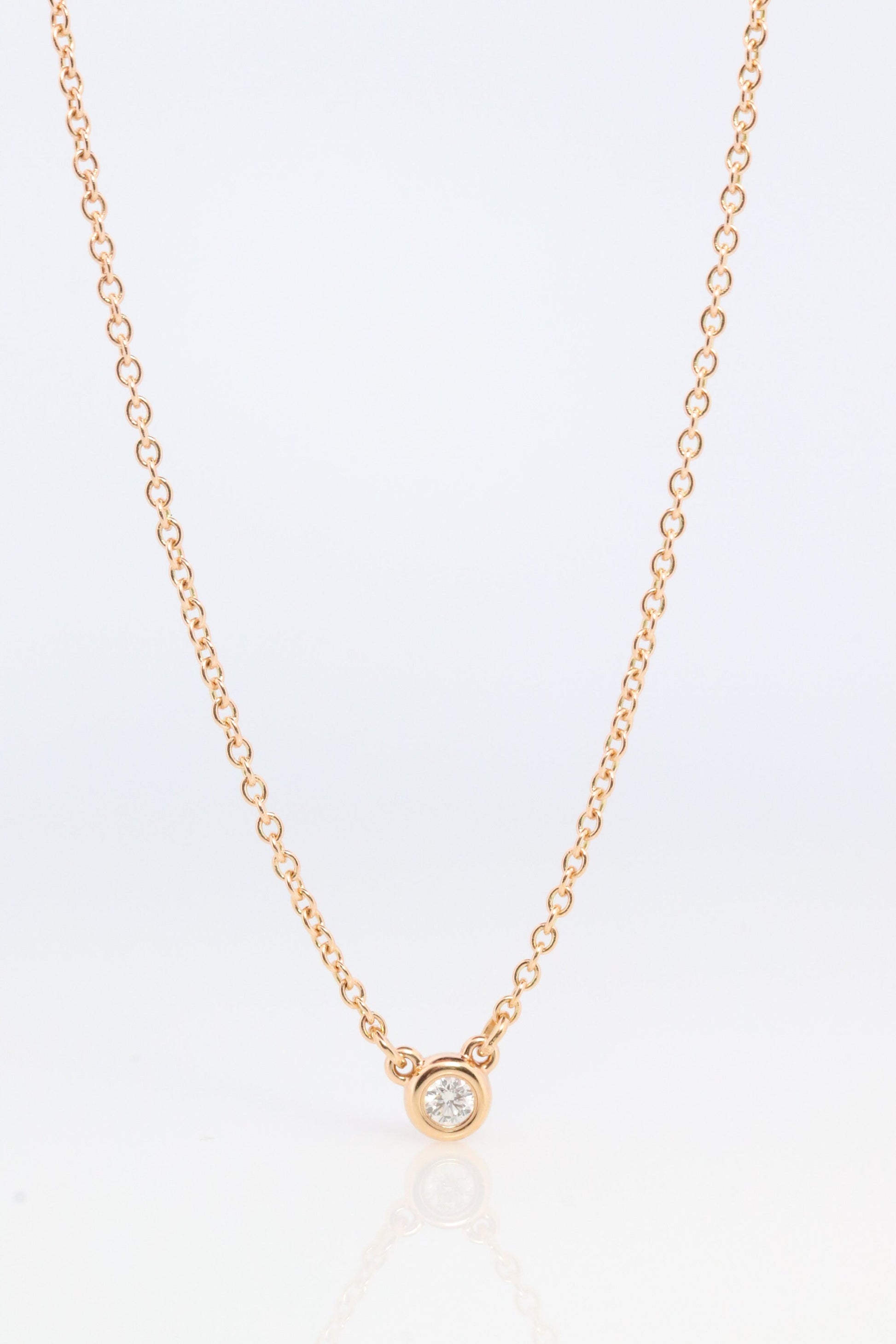 Vintage Tiffany and Co. Necklace. Elsa Peretti Diamond by the Yard Solitaire Necklace. 18k Yellow Gold